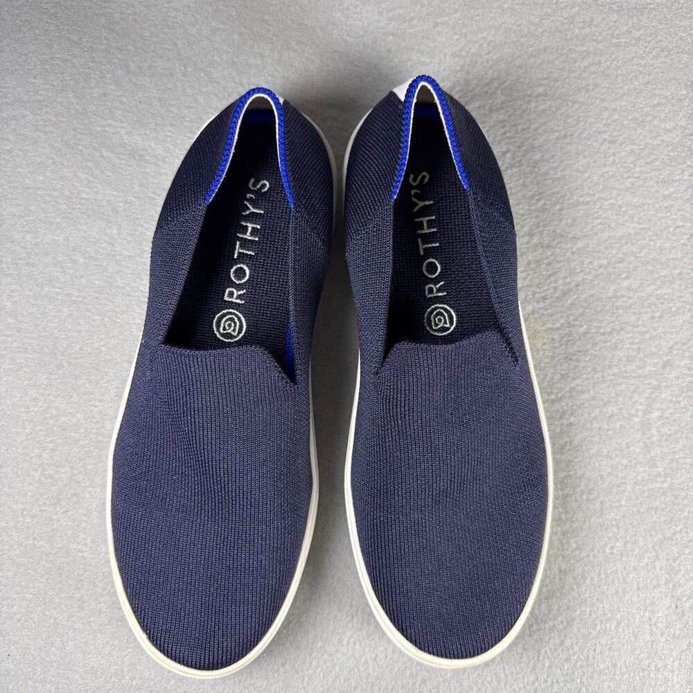 Rothy's The Original Slip on Sneakers - navy blue knit loafers boat shoes size 7